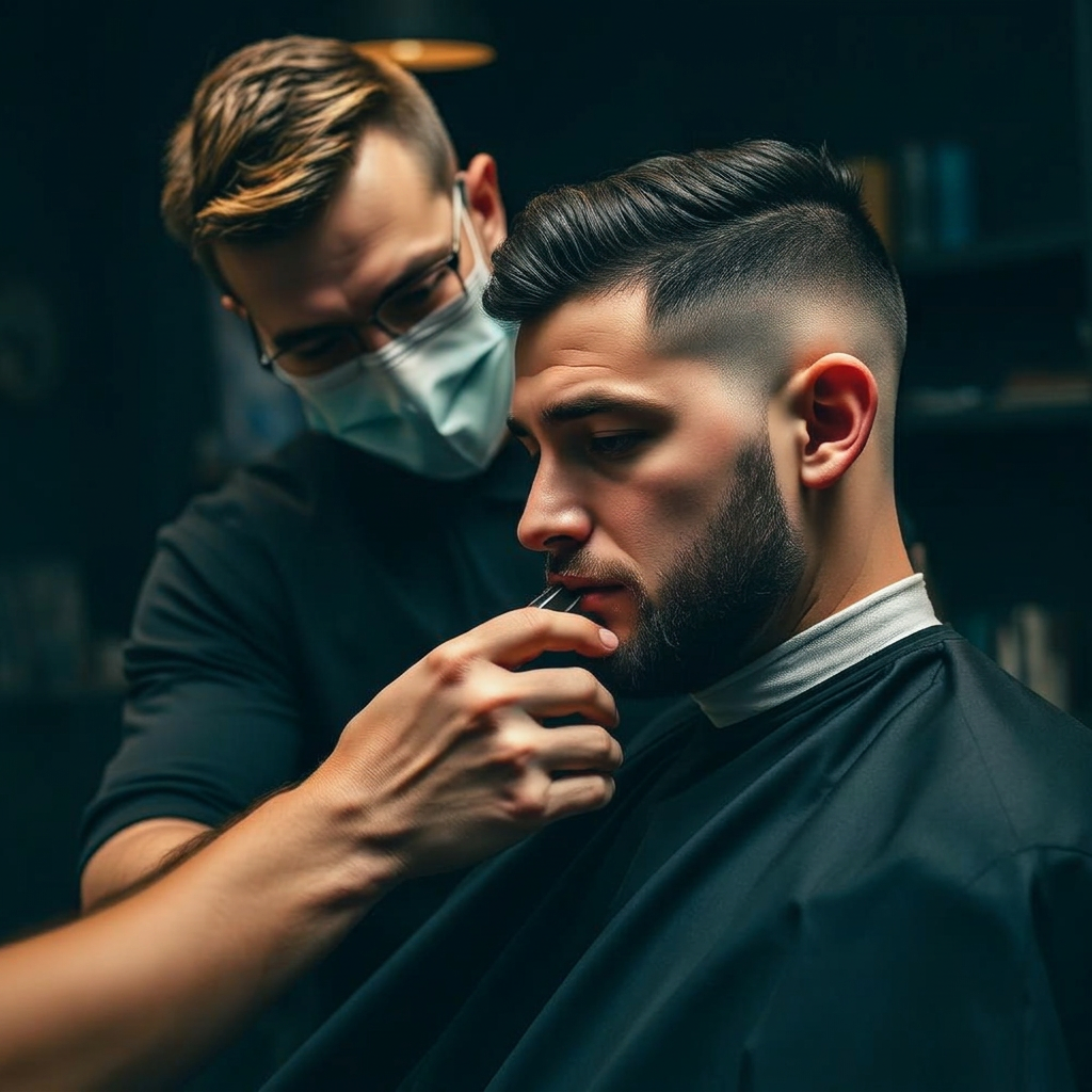 Skin fade en baard afgewerkt